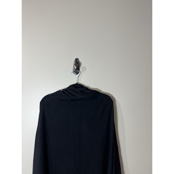 White + Warren Women Black Cashmere Cowl Neck Poncho Dolman Style Sweater M/L - Picture 7 of 11